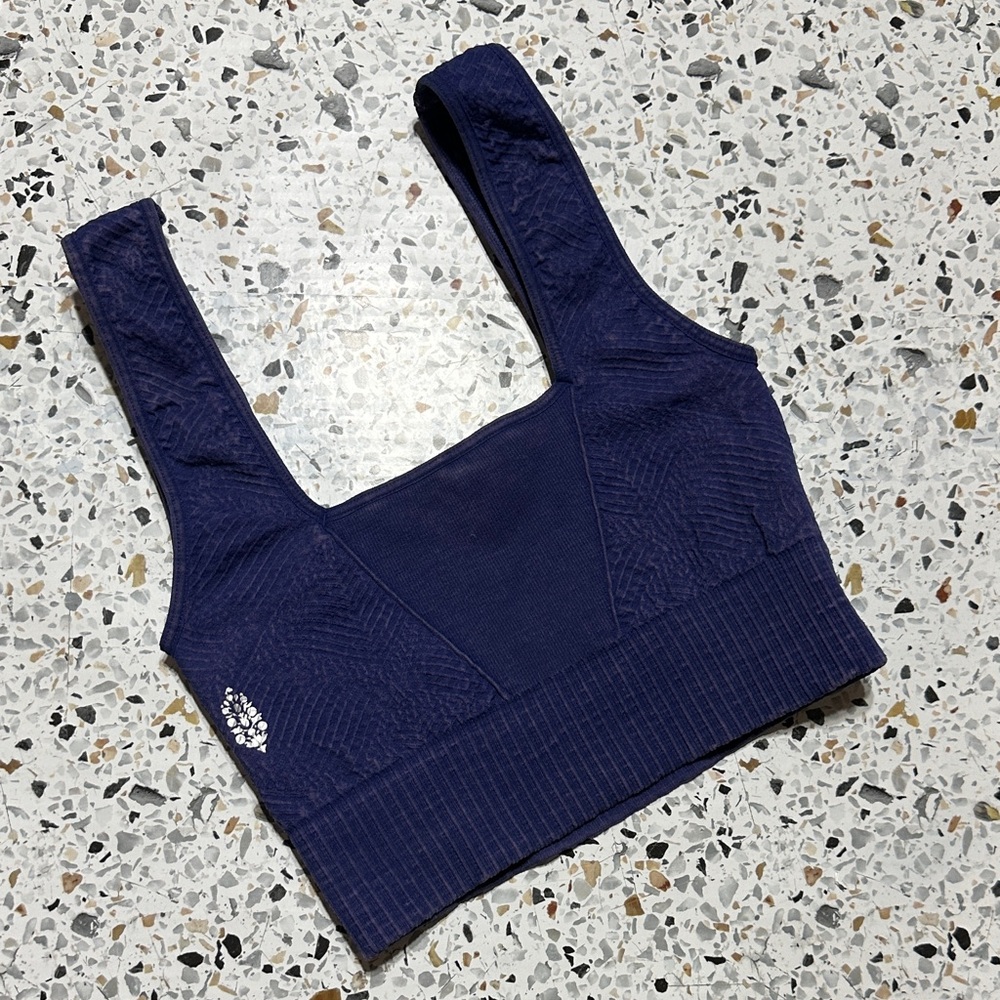 Free People Movement Good Karma Square Neck Sports Bra XS/S Blue Seamless